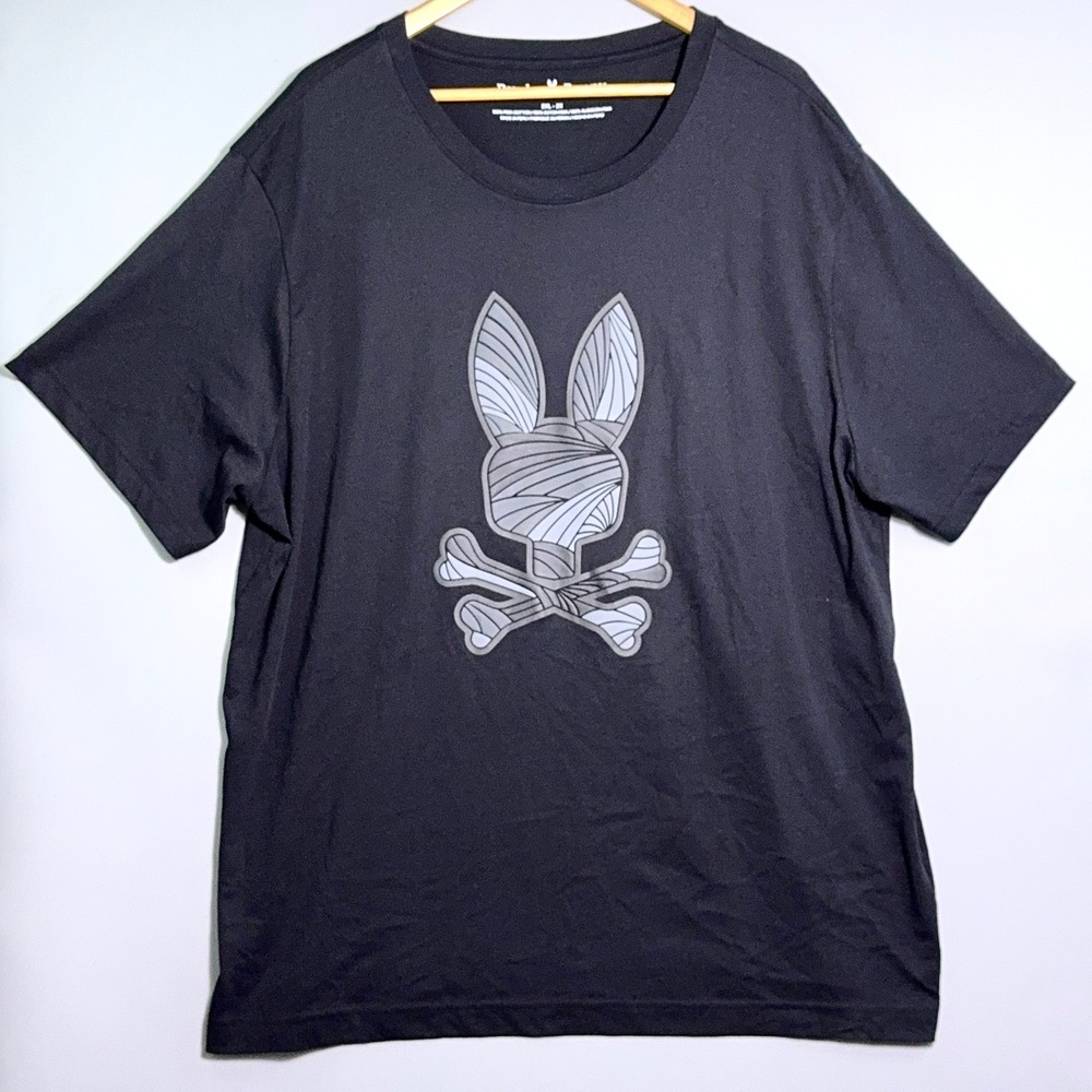 Psycho Bunny T-shirt Mens Size 2XL Pima Cotton Graphic Logo Black Streetwear